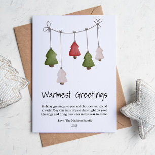 Cute Warmest Greetings Christmas Flat Holiday Card