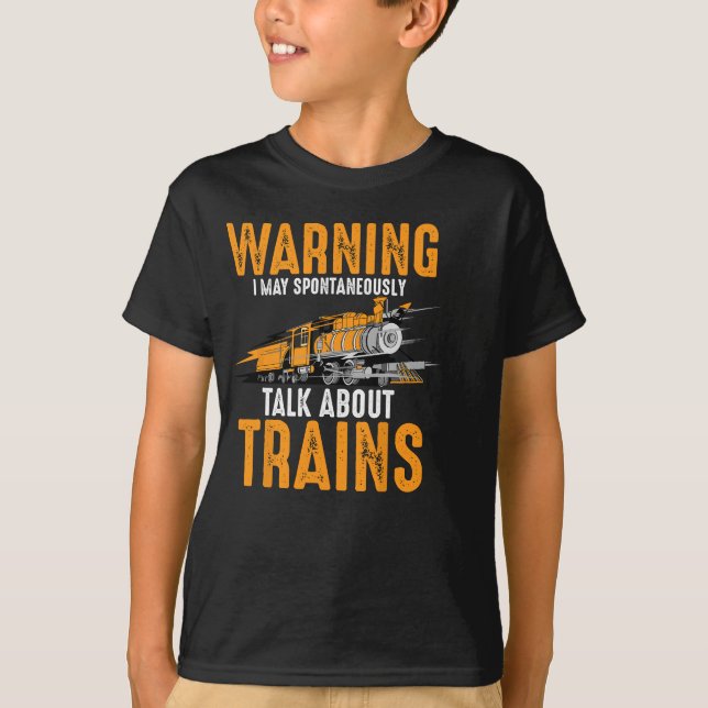 Cute Warning May Spontaneously Talk About Trains G T-Shirt (Front)