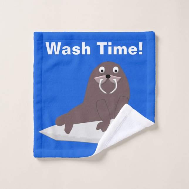 Cute Wash Time Walrus Custom Cloth (Wash Cloth)