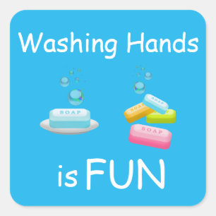 Cute Washing Hands is FUN  Square Sticker
