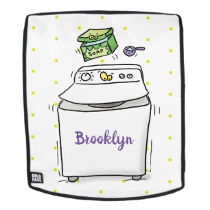 Cute washing machine laundry cartoon illustration backpack