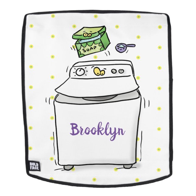 Cute washing machine laundry cartoon illustration backpack (Removable Face)