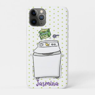 Cute washing machine laundry cartoon illustration iPhone 11 pro case