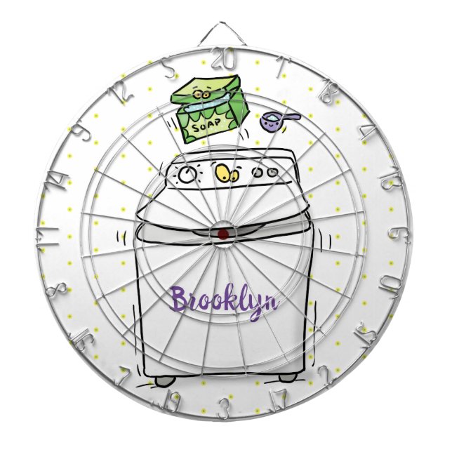 Cute washing machine laundry cartoon illustration dartboard (Front)