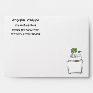 Cute washing machine laundry cartoon illustration envelope