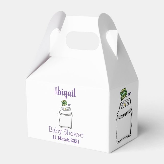 Cute washing machine laundry cartoon illustration favour box (Front Side)