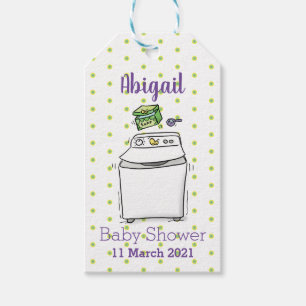 Cute washing machine laundry cartoon illustration gift tags