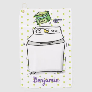 Cute washing machine laundry cartoon illustration golf towel