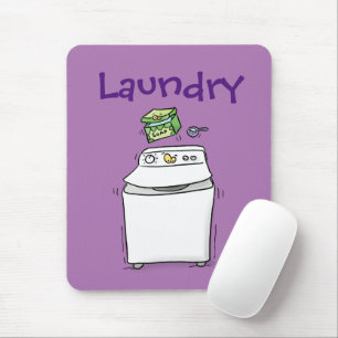 Cute washing machine laundry cartoon illustration mouse mat