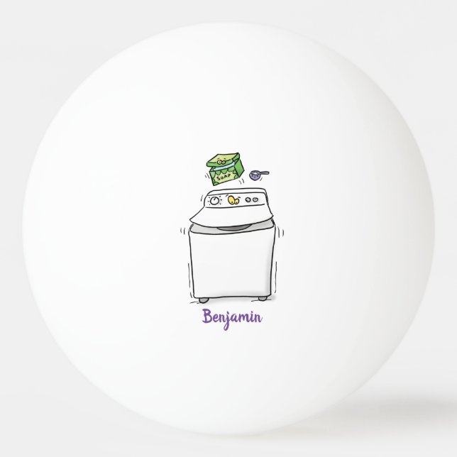 Cute washing machine laundry cartoon illustration ping pong ball (Front)