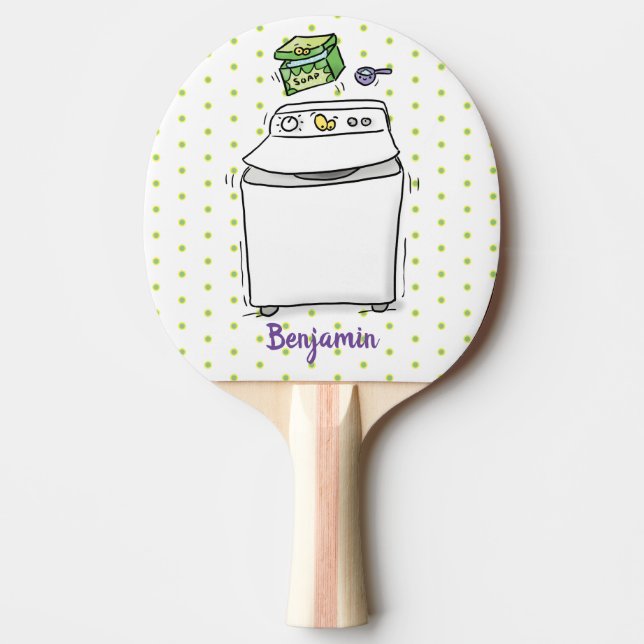 Cute washing machine laundry cartoon illustration ping pong paddle (Front)