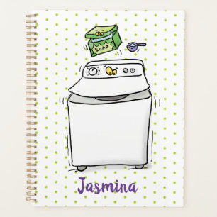 Cute washing machine laundry cartoon illustration planner