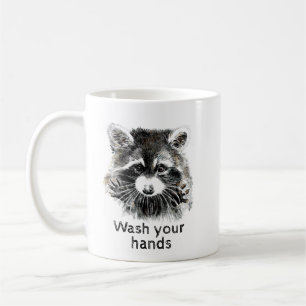 Cute Washroom Wash your Hands Racoon Animal Art Coffee Mug