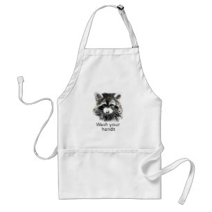 Cute Washroom Wash your Hands Racoon Animal Art Standard Apron