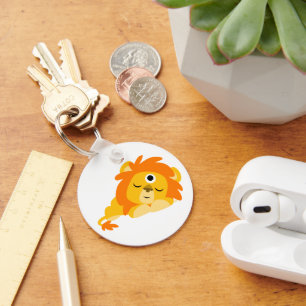 Cute Watchful Cartoon Lion keyring