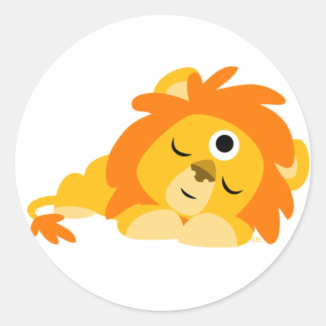 Cute Watchful Cartoon Lion sticker (Front)