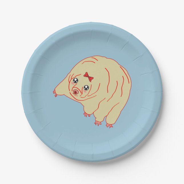 Cute Water Bear Tardigrade Anime Paper Plate (Front)
