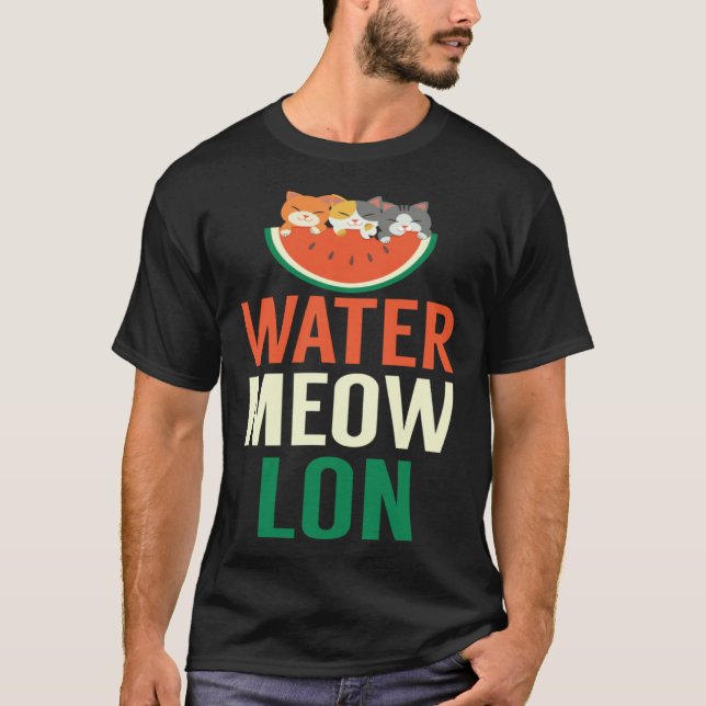 Cute Water Meow Leon Melon With Cats Melon Growers T-Shirt (Front)