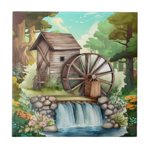 cute water wheel Country Tile