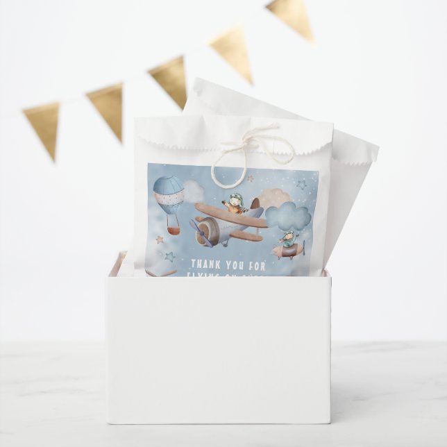 Cute Watercolor Aeroplane Boy Birthday Party Favour Bags (Party)