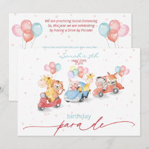 Cute Watercolor Animals Birthday Parade Invitation