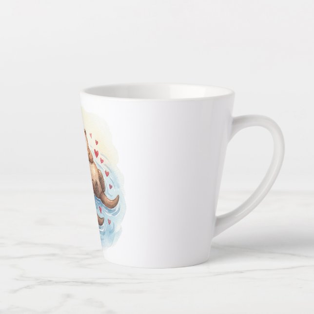 Cute Watercolor Animals in love Latte Mug (Right)