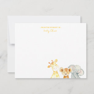 Cute Watercolor Animals Nursery thank you flat