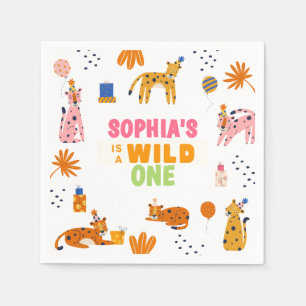 Cute Watercolor animals Wild one Paper Napkin
