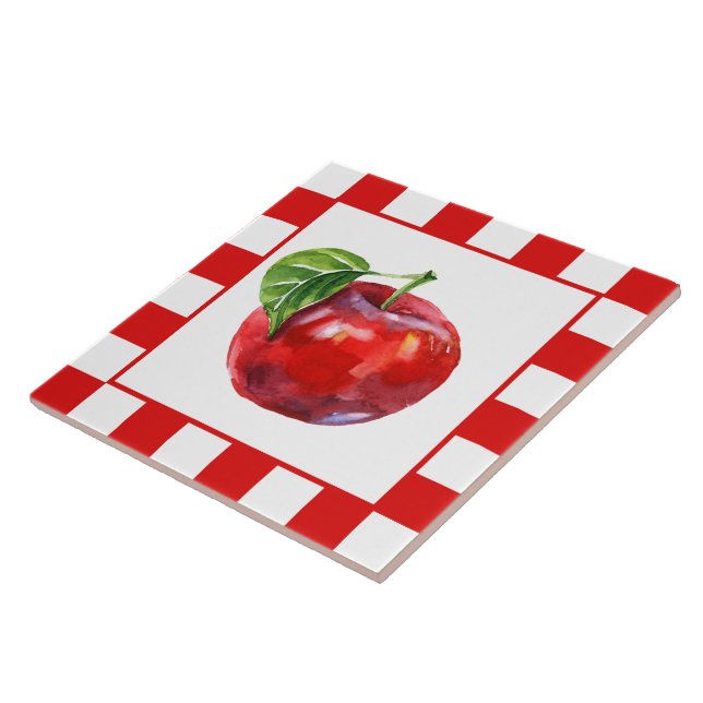 Cute watercolor apple kitchen tile (Side)