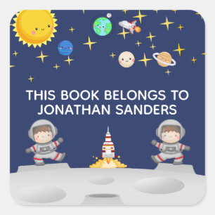 Cute Watercolor Astronaut in Moon Square Sticker