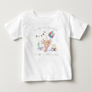 Cute Watercolor Axolotl Birthday Party Baby T-Shirt