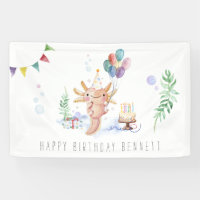 Cute Watercolor Axolotl Birthday Party Welcome