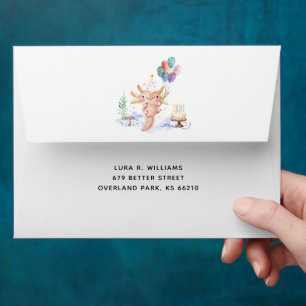 Cute Watercolor Axolotl Birthday   Personalised Envelope
