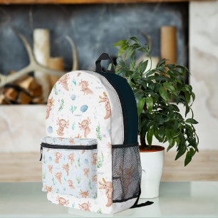 Cute Watercolor Axolotl Pattern Monogram Printed Backpack
