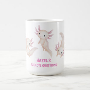 Cute Watercolor Axolotl Questions Personalised Kid Coffee Mug