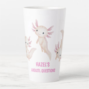 Cute Watercolor Axolotl Questions Personalised Kid Latte Mug