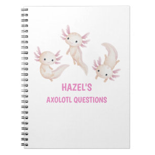 Cute Watercolor Axolotl Questions Personalised Kid Notebook