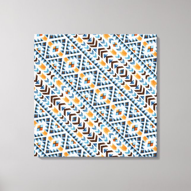 Cute watercolor aztec pattern canvas print (Front)