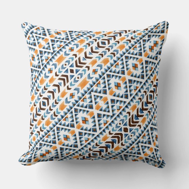Cute watercolor aztec pattern cushion (Front)