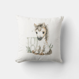 Cute Watercolor Baby Animals with Alphabet Letters Cushion