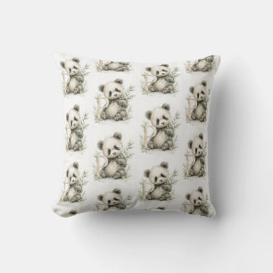 Cute Watercolor Baby Animals with Alphabet Panda Cushion