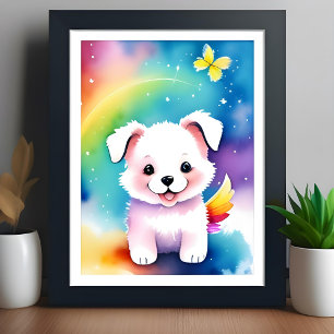 Cute Watercolor Baby Bear Gender Nutral Nursery Poster