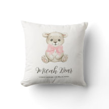Cute Watercolor Baby Bear Pink Bow Newborn Gift