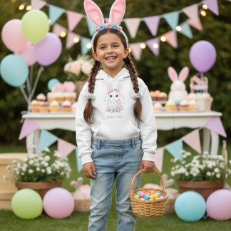 Cute Watercolor Baby Bunny & Pastel Easter Egg 