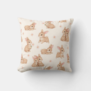 Cute Watercolor Baby Bunny Rabbit Pattern Cushion