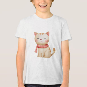 Cute Watercolor Baby Cat Nursery Illustration Tri-Blend Shirt