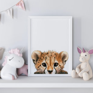 Cute Watercolor Baby Cheetah Nursery Decor