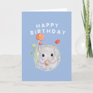 Cute Watercolor Baby Chinchilla wish Card