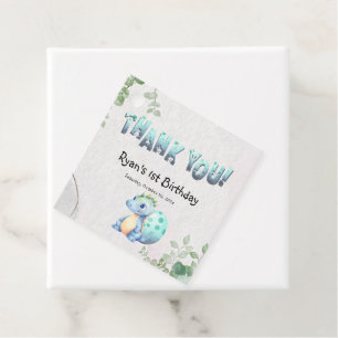 Cute Watercolor Baby Dinosaur 1st Birthday Favour Tags