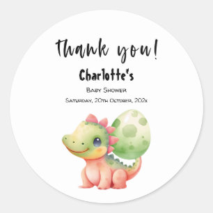 Cute Watercolor Baby Dinosaur Baby Shower Classic Round Sticker